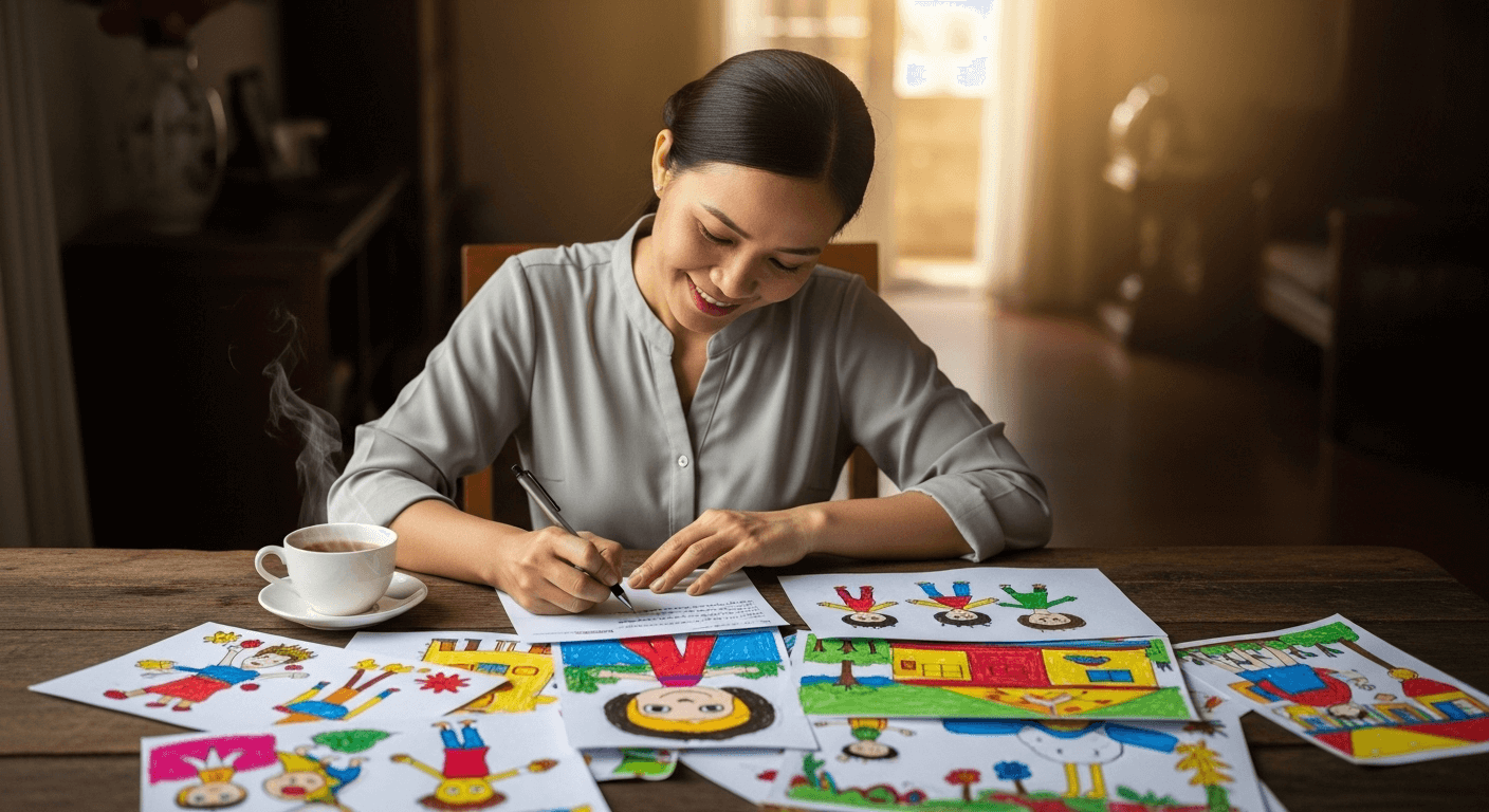 Cách viết ý kiến phụ huynh: Góp ý chuẩn, xây dựng, hiệu quả Một phụ huynh đang viết ý kiến vào sổ liên lạc cho con