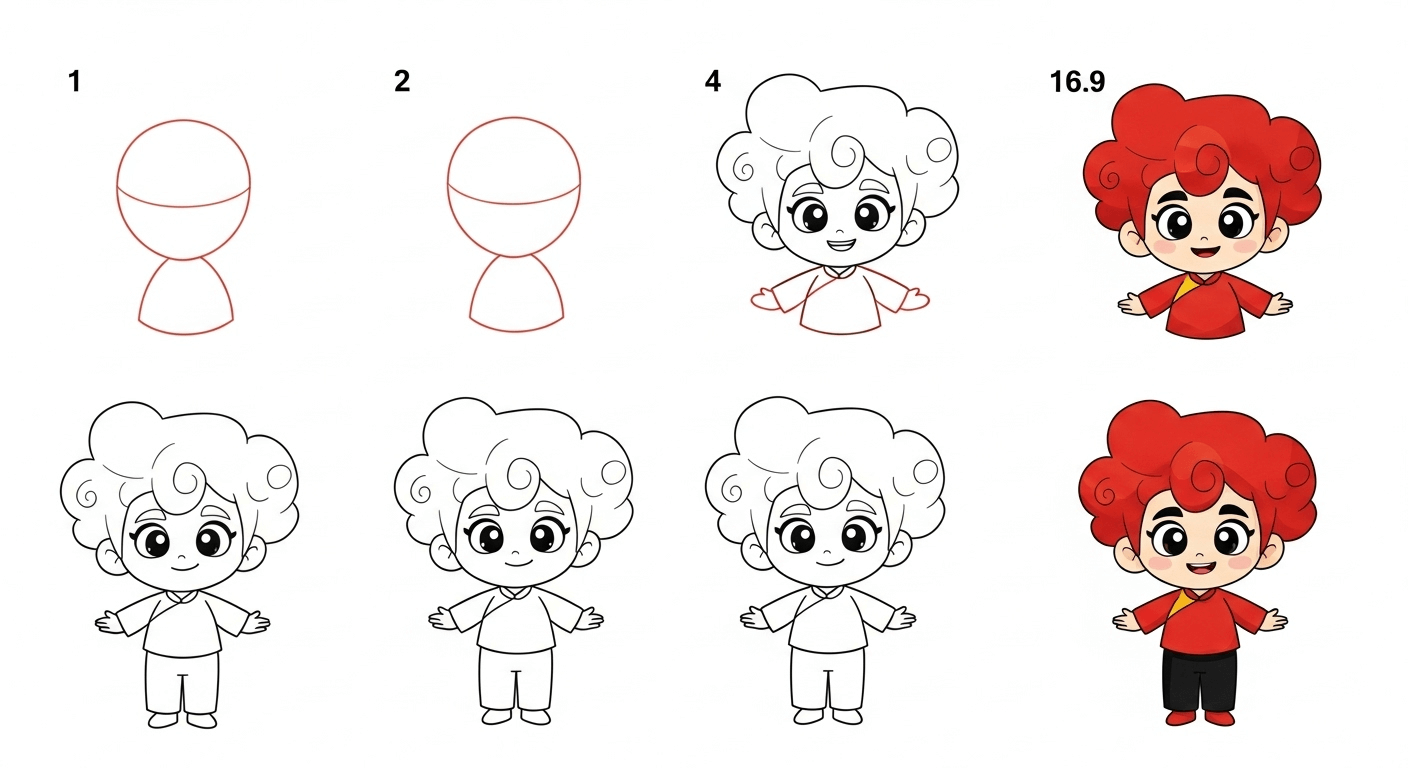 Cách Vẽ Ngao Bính Chibi Đơn Giản, Dễ Thương Cho Bé ảnh minh họa