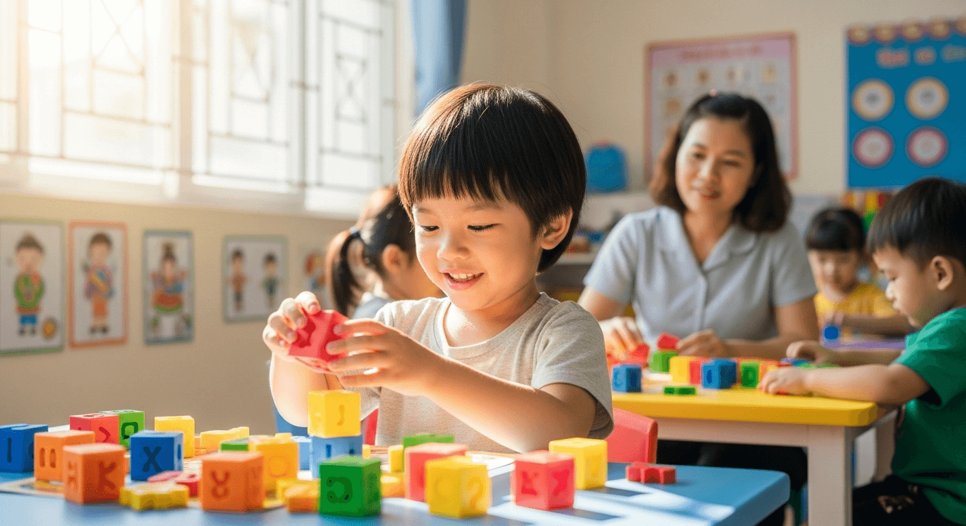 Học Phí Lớp Tiền Tiểu Học: Cập Nhật Bảng Giá & Kinh Nghiệm Chọn Giáo viên hướng dẫn các bé học chữ cái trong lớp tiền tiểu học.