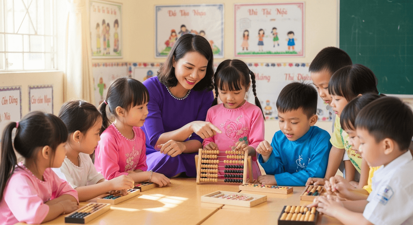 Phụ huynh cùng con học toán qua các hoạt động hàng ngày.