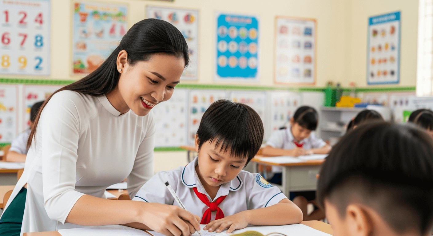 Trò chơi luyện chữ trên cát giúp trẻ hứng thú học tập