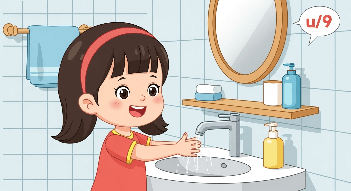 Một bé trai đang tự dọn dẹp đồ chơi của mình vào giỏ.