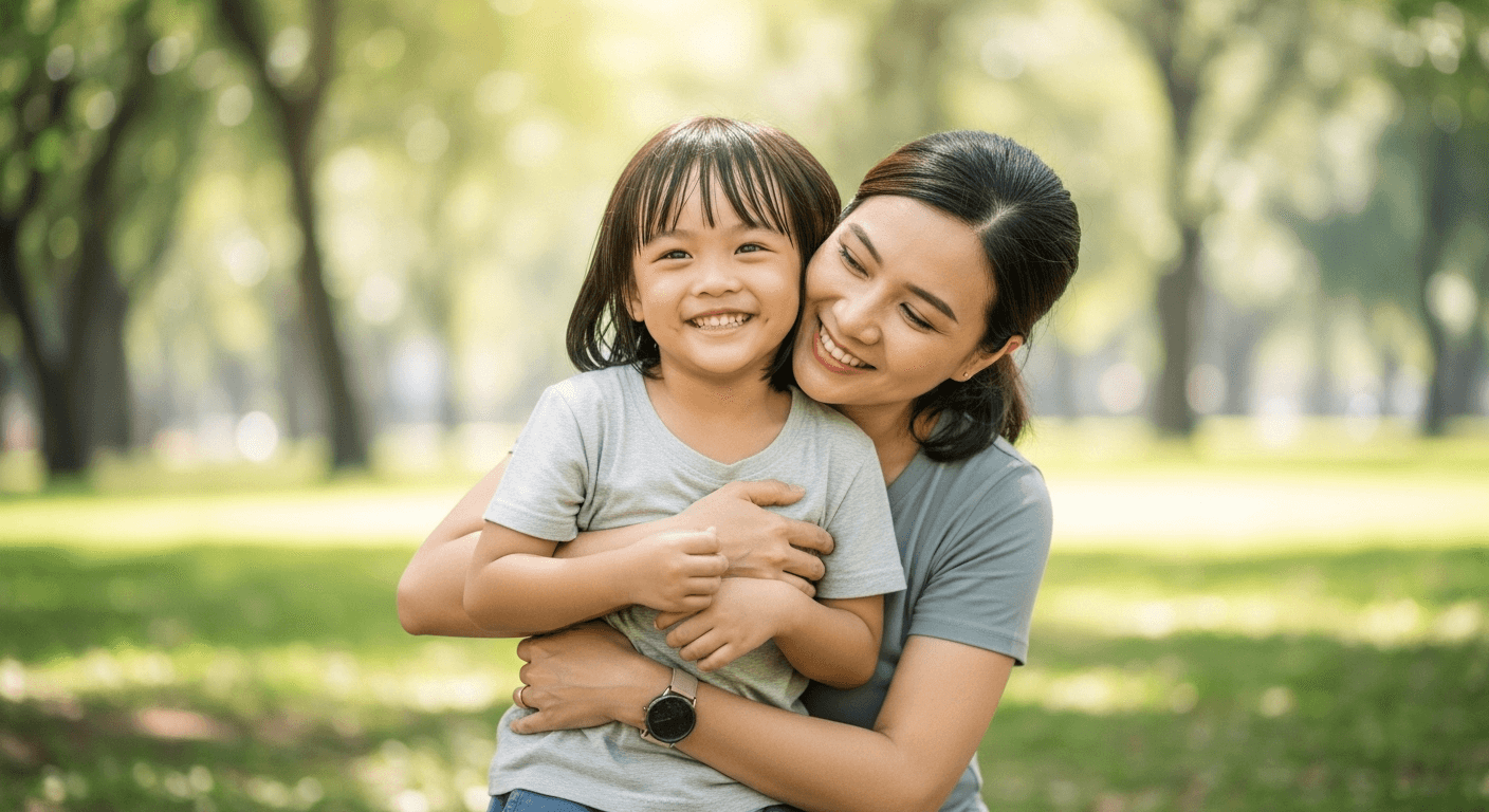 Một em bé đang học cách nhận diện các thẻ biểu cảm cảm xúc vui, buồn, giận dữ.