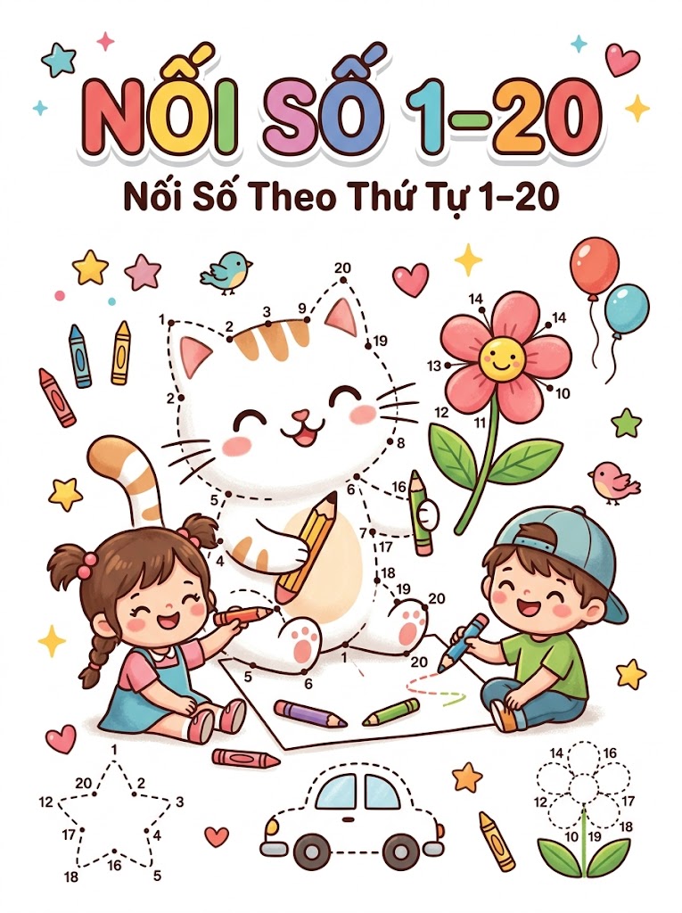 Bài tập nối số theo thứ tự 1–20
